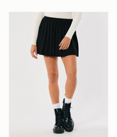 Hollister-Women's trendy plus high waist pleated knitted half-body skirt winter new